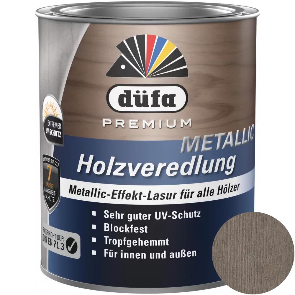 Düfa Premium Holzveredlung Plus Metallic Effekt TITAN 750 ml Lasur mit hohem UV Schutz