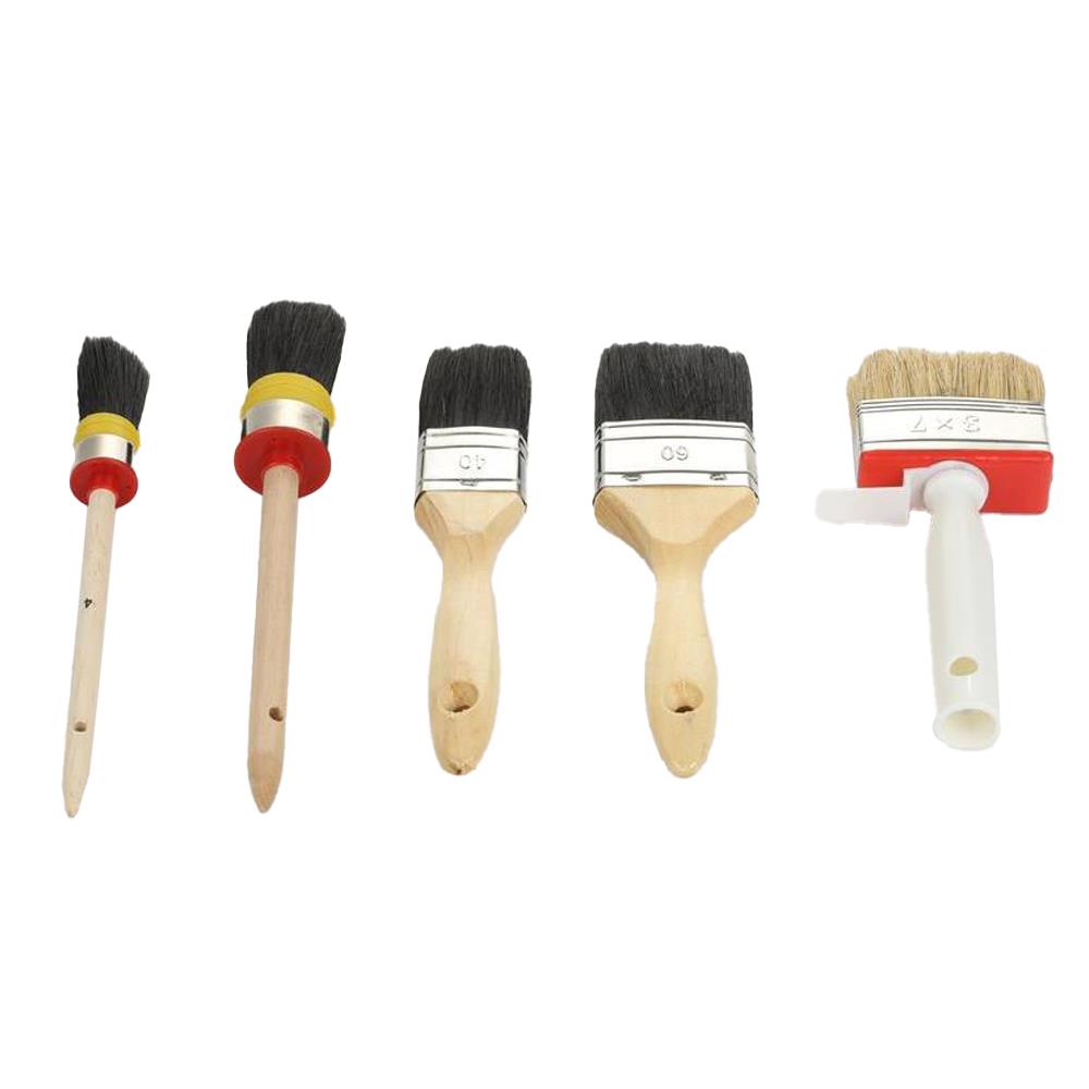 WOW!TOOLS Lack-Pinsel-Set 5-teilig, Pinselset mit Flachpinsel, Ringpinsel, Flächenstreicher
