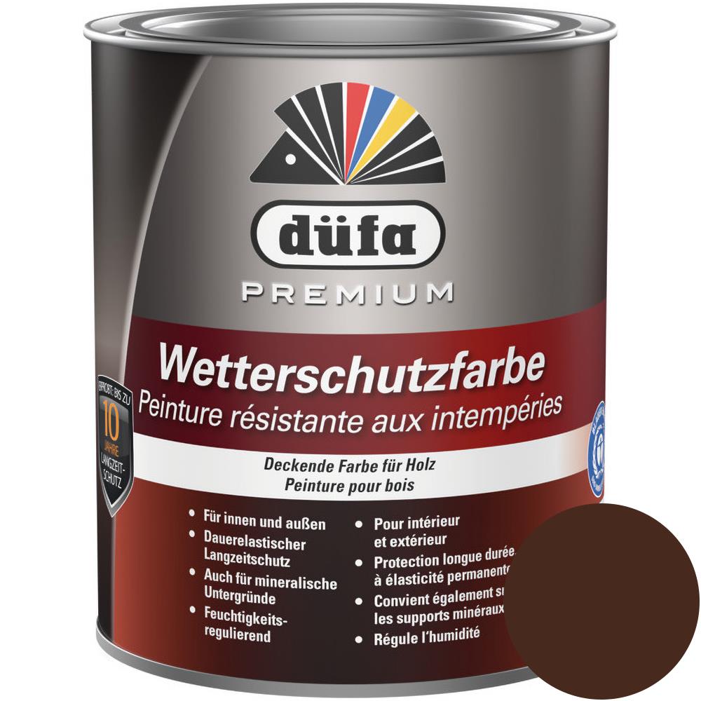 Düfa Premium Wetterschutzfarbe DUNKELBRAUN 750 ml Holzfarbe Dauerschutzfarbe Holzlack