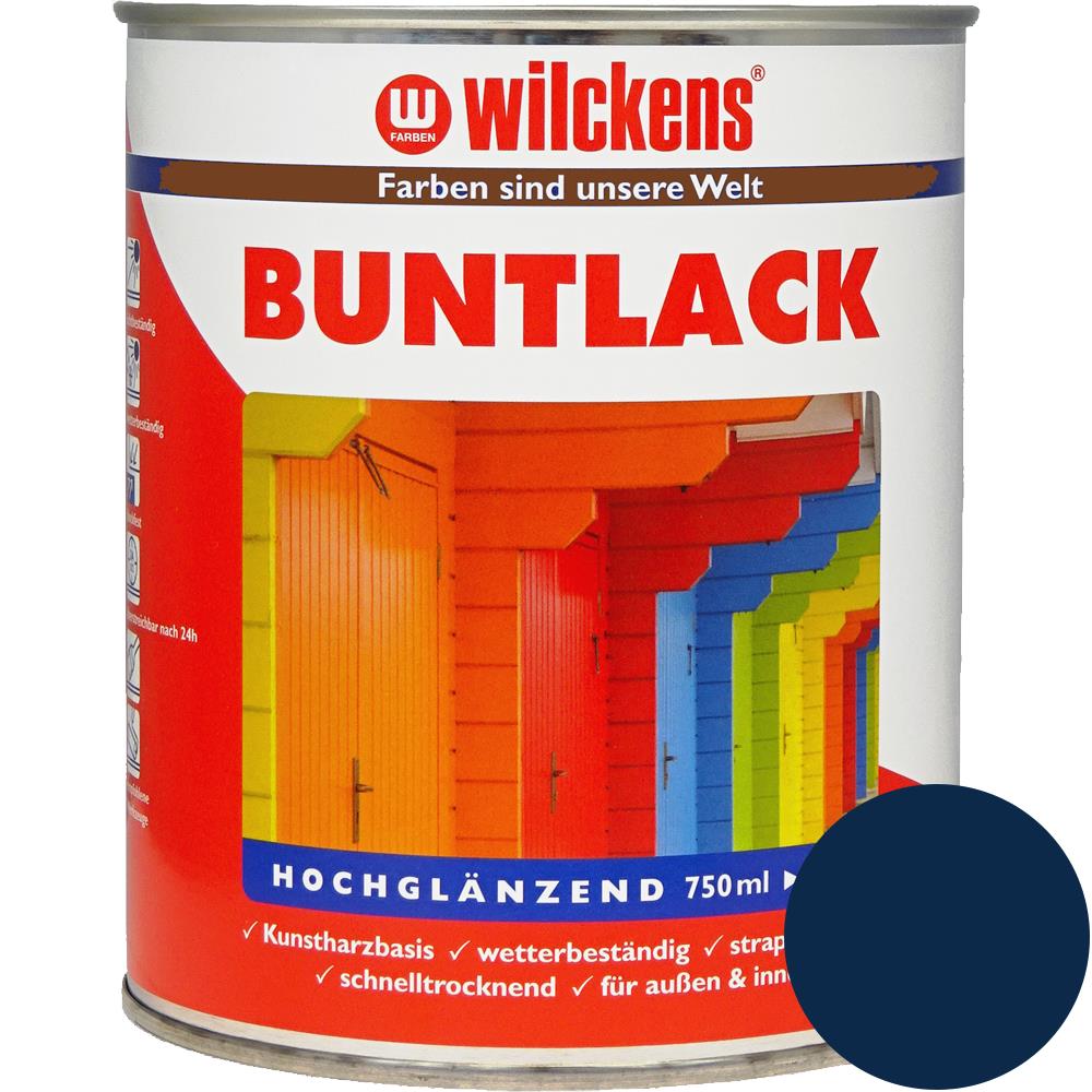 Wilckens Buntlack hochglänzend, Enzianblau (RAL 5010), 750 ml