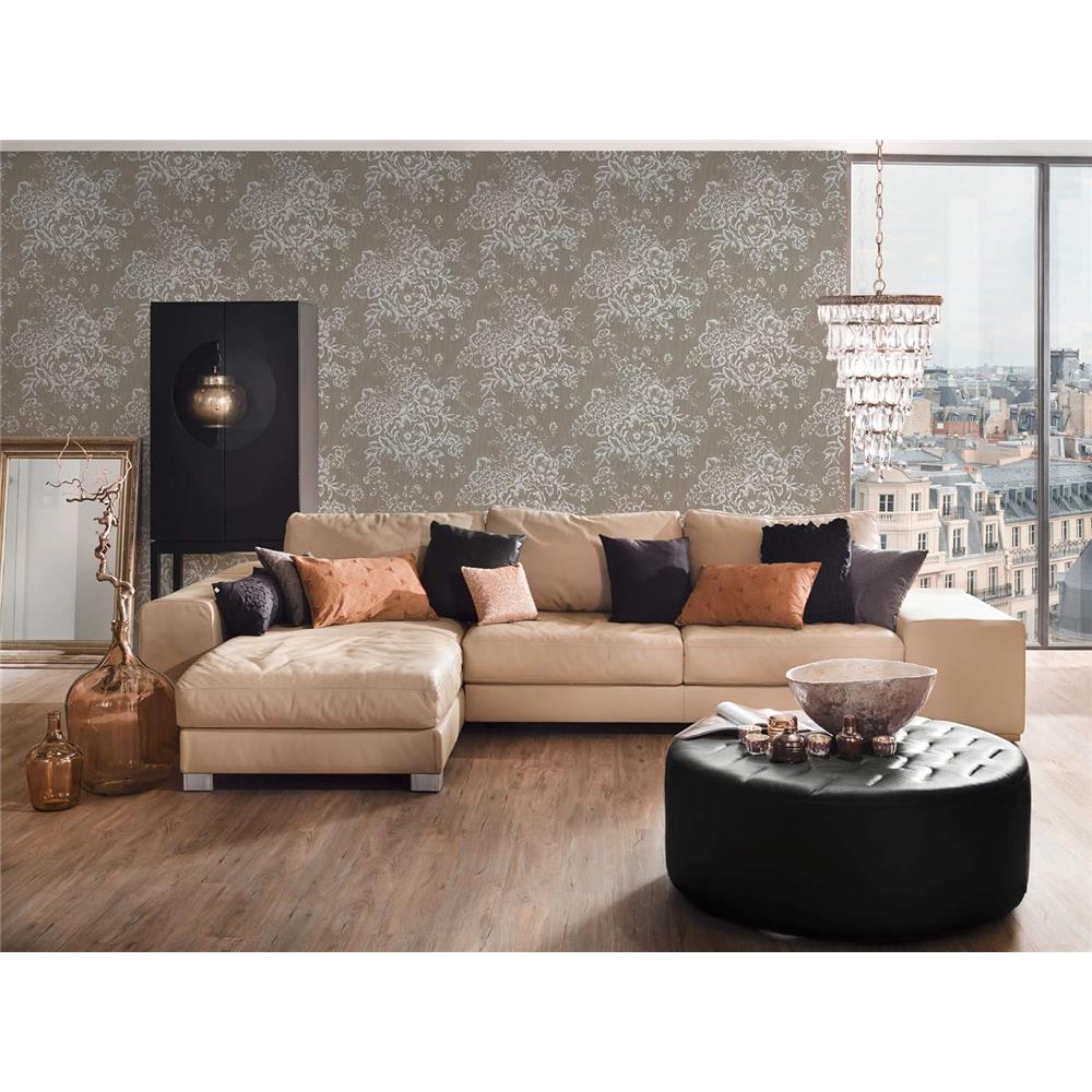 Architects Paper Textiltapete Mustertapete Metallic Silk Floral Braun