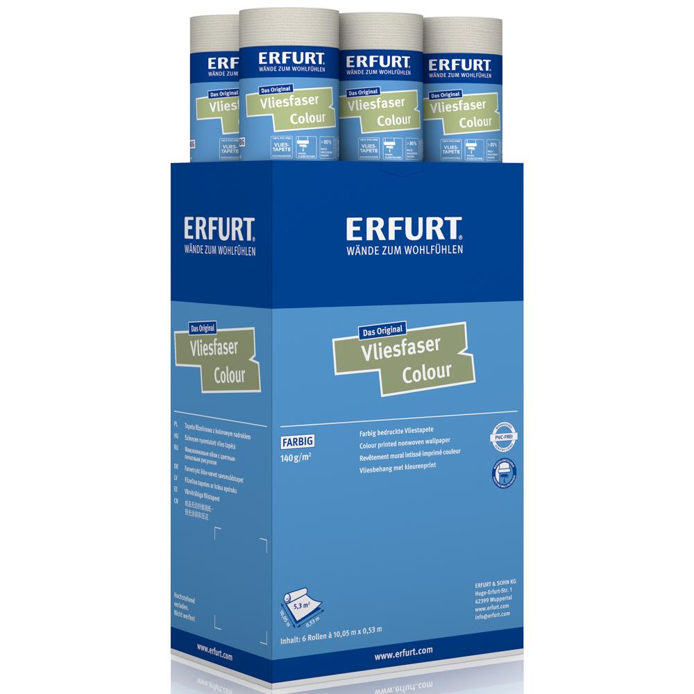 ERFURT Vliesfaser COLOUR 302-4 Beige Dunkel Vliestapete 10,05 x 0,53 m - 6 Rollen