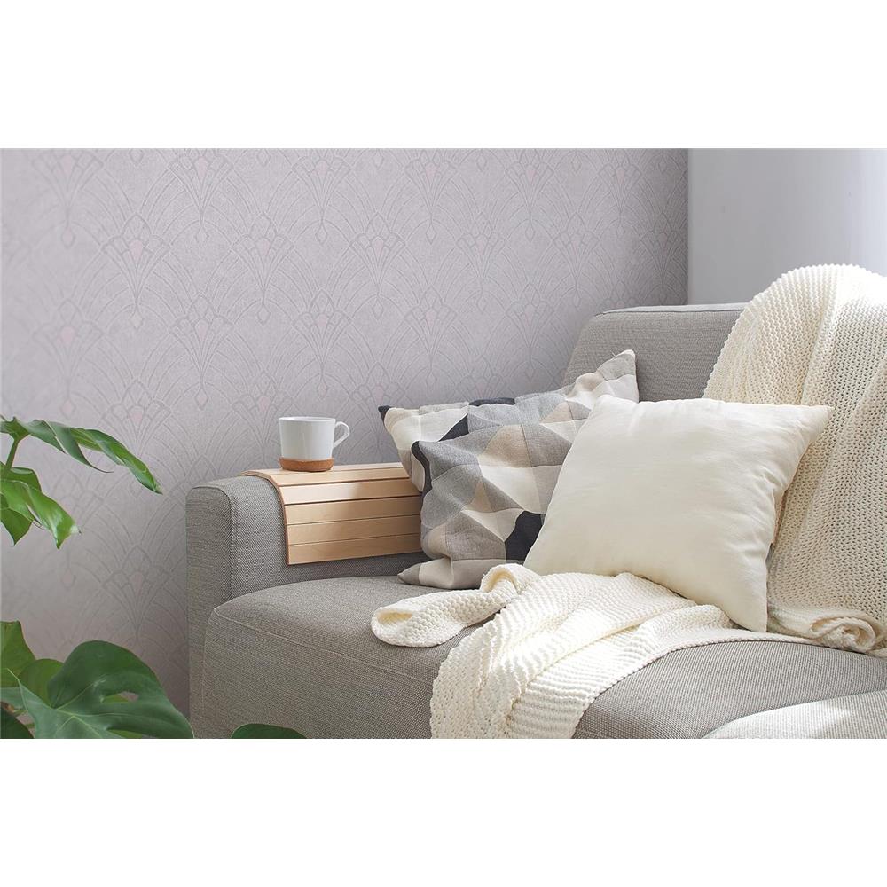Livingwalls Vliestapete Mustertapete Art Déco Creme Zartrosa leicht glänzend