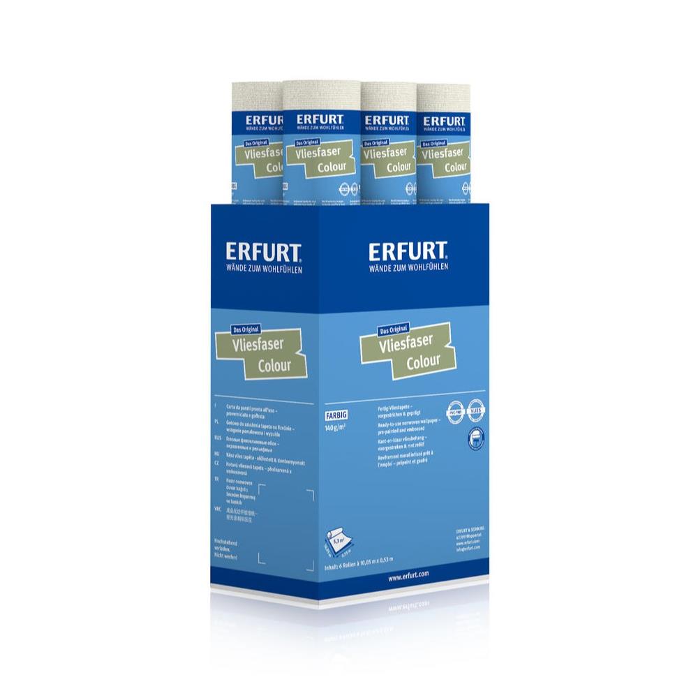 6 Rollen Erfurt Vliesfaser COLOUR 302-3 helles Beige Vliestapete 10,05 x 0,53 cm
