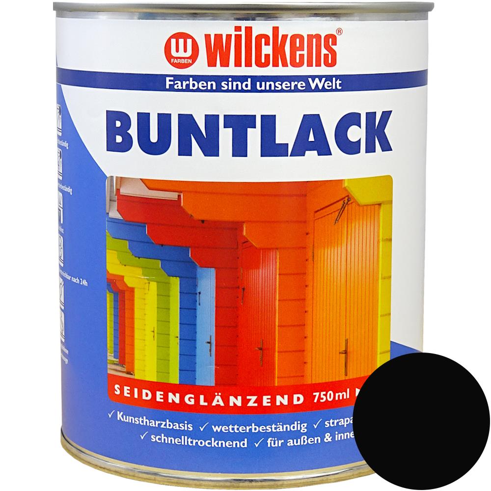 Wilckens Buntlack seidenglänzend, Tiefschwarz (RAL 9005), 750ml