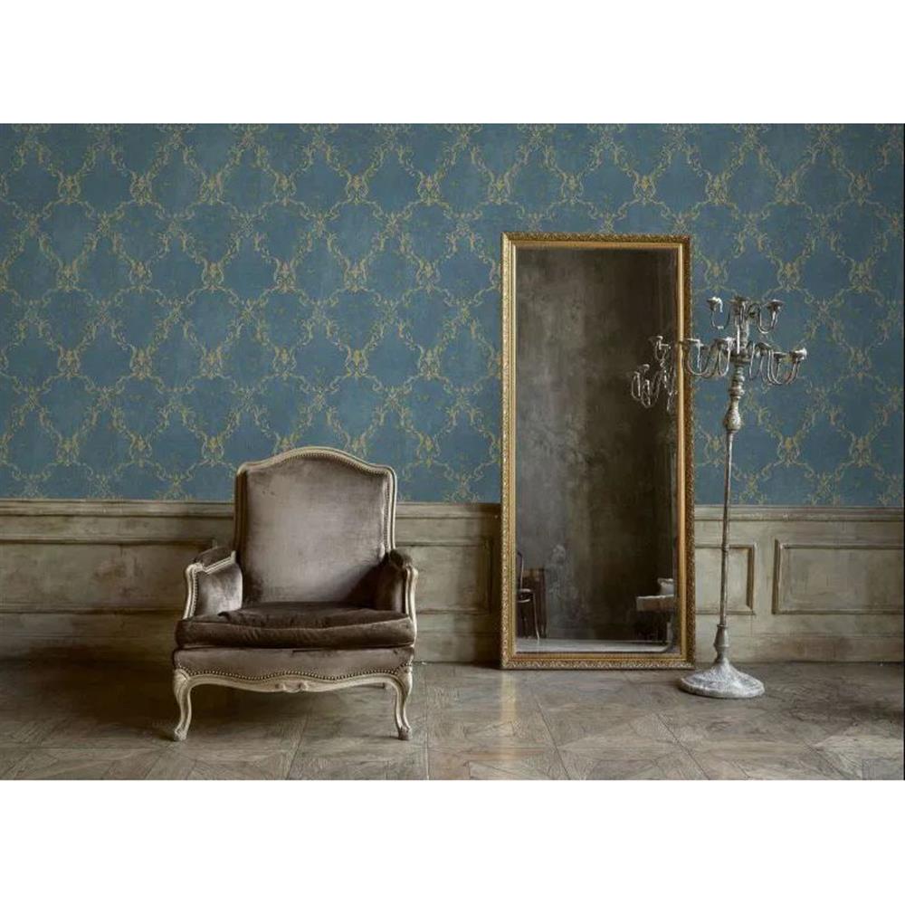 A.S. Création Vliestapete Mustertapete Luxury Damask edles Blau mit goldenen Ornamenten