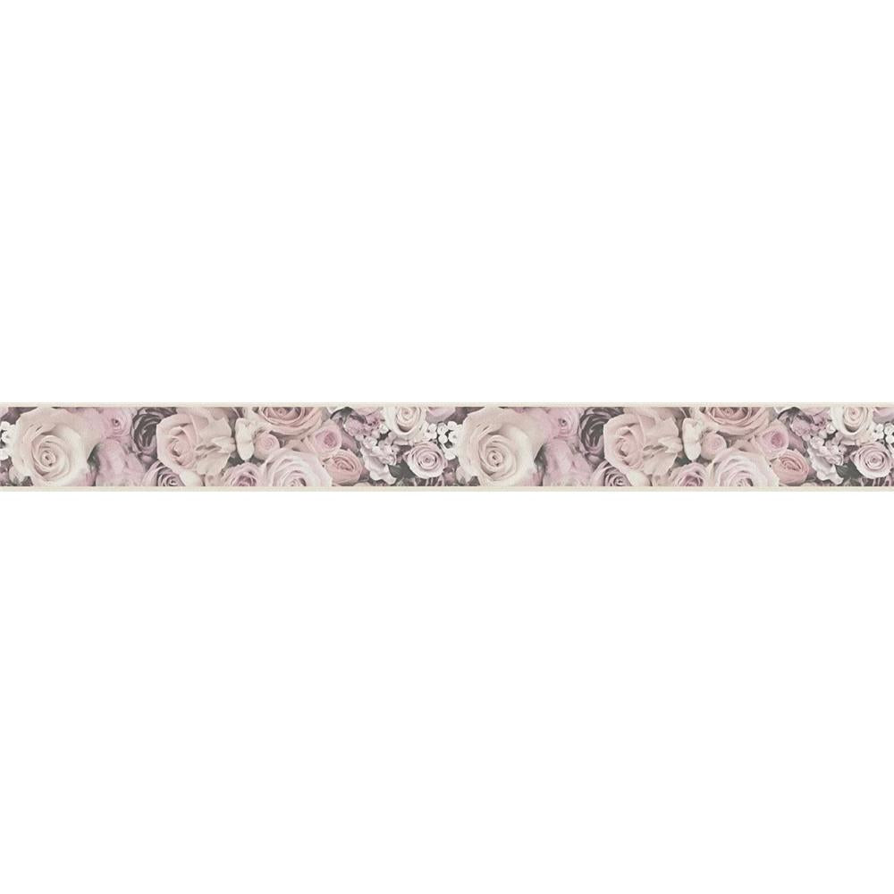 A.S. Création Bordüre Blumen Rosen Creme/Rosa/Grau selbstklebend