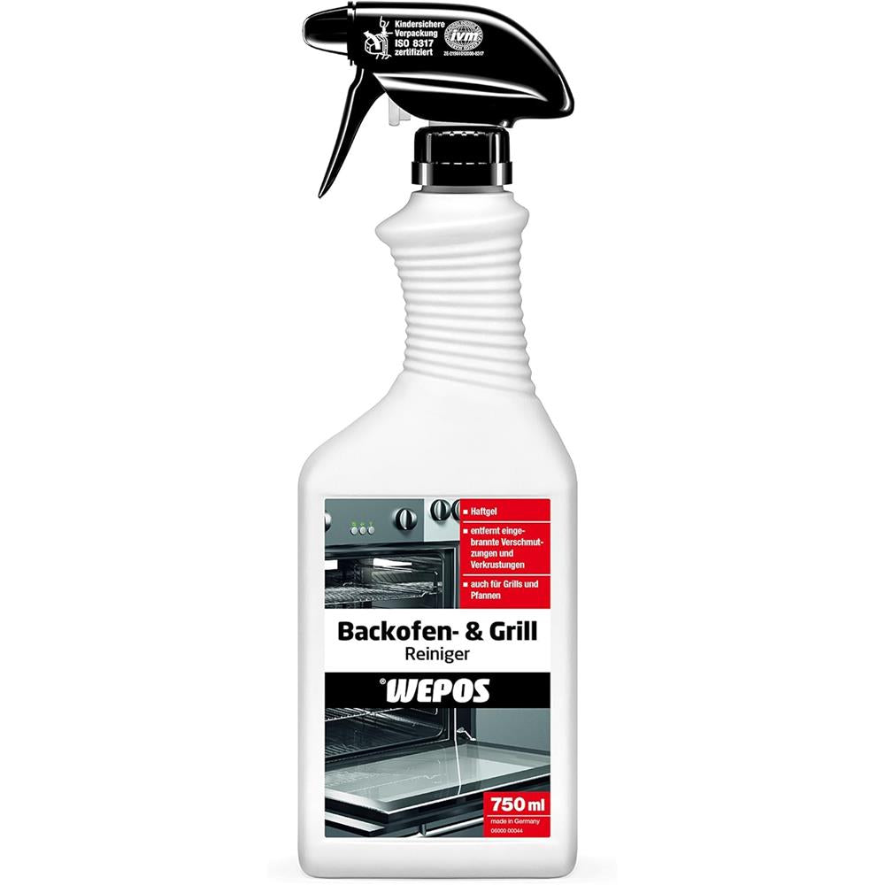 Wepos Backofen Reiniger 750 ml - Haftgel für Backofen, Grill und Pfannen