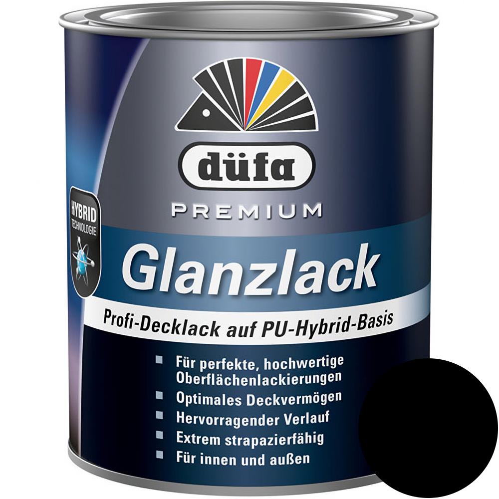 düfa Premium Glanzlack BLACK 750 ml Schwarz Lack Buntlack glänzend