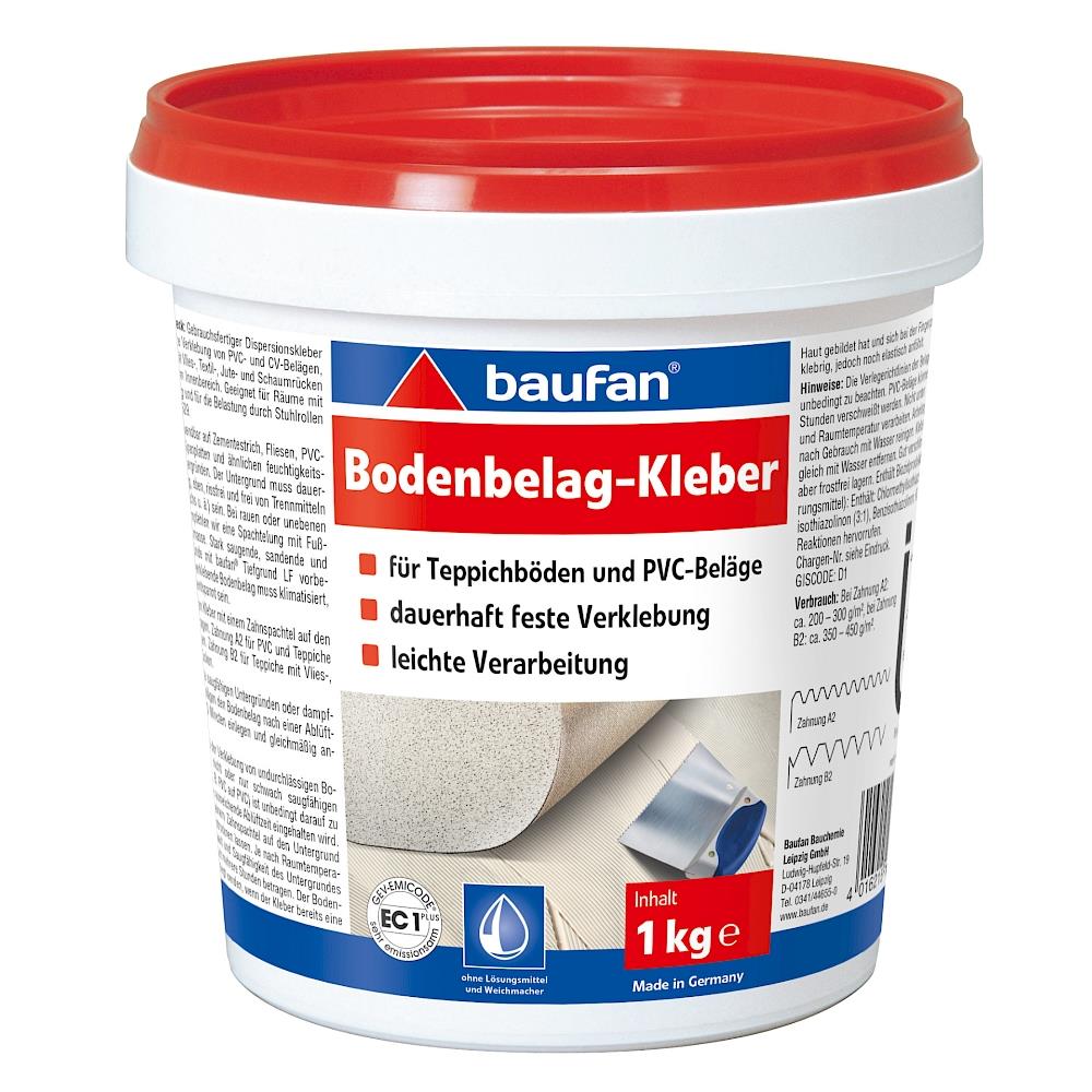 baufan Bodenbelag - Kleber 1 kg Bodenbelagskleber für Teppichböden & PVC/ CV-Beläge