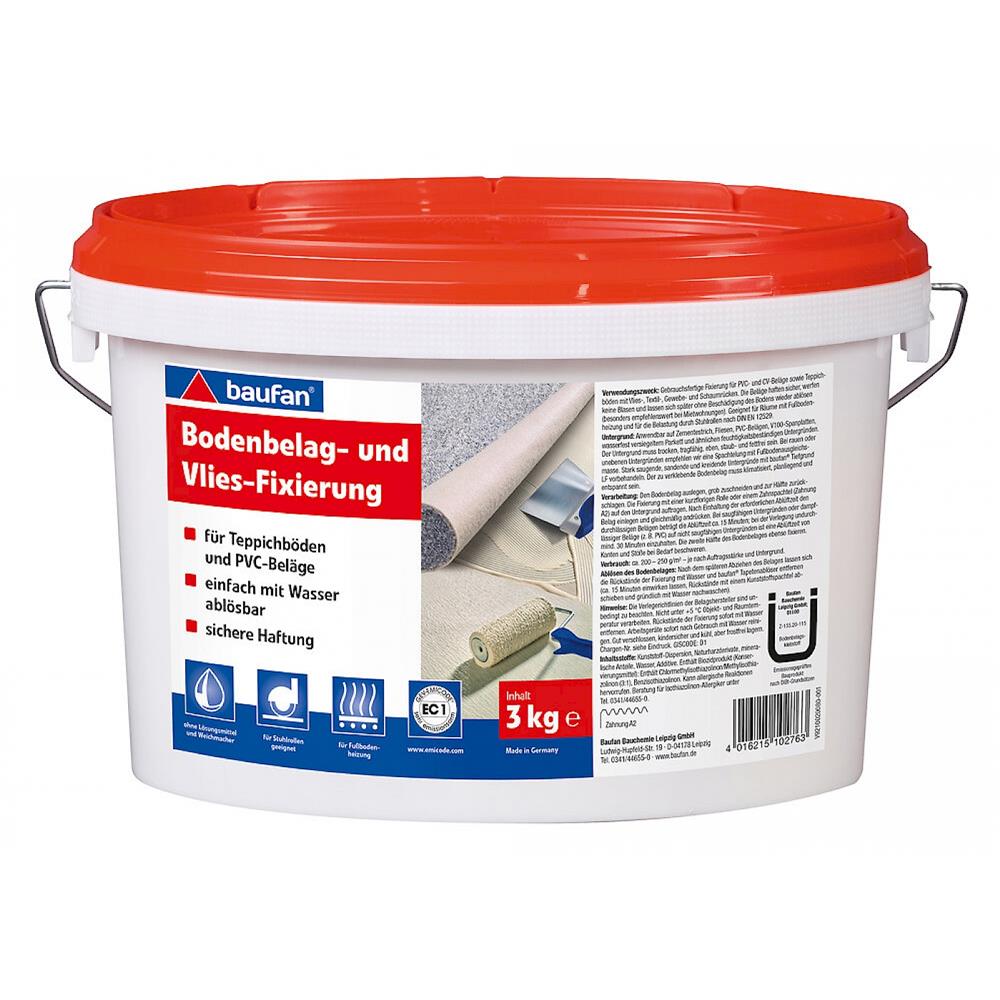 baufan Bodenbelag- und Vlies-Fixierung 3 kg Vliesfixierung Bodenbelagkleber