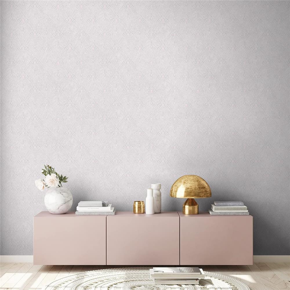 Livingwalls Vliestapete Mustertapete Art Déco Creme Zartrosa leicht glänzend