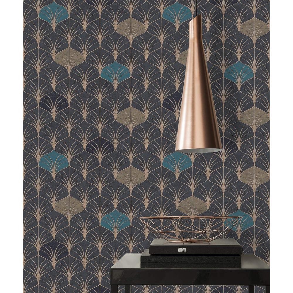 A.S. Création Vliestapete Mustertapete Pop Style Grafisch Blau Schwarz Metallic