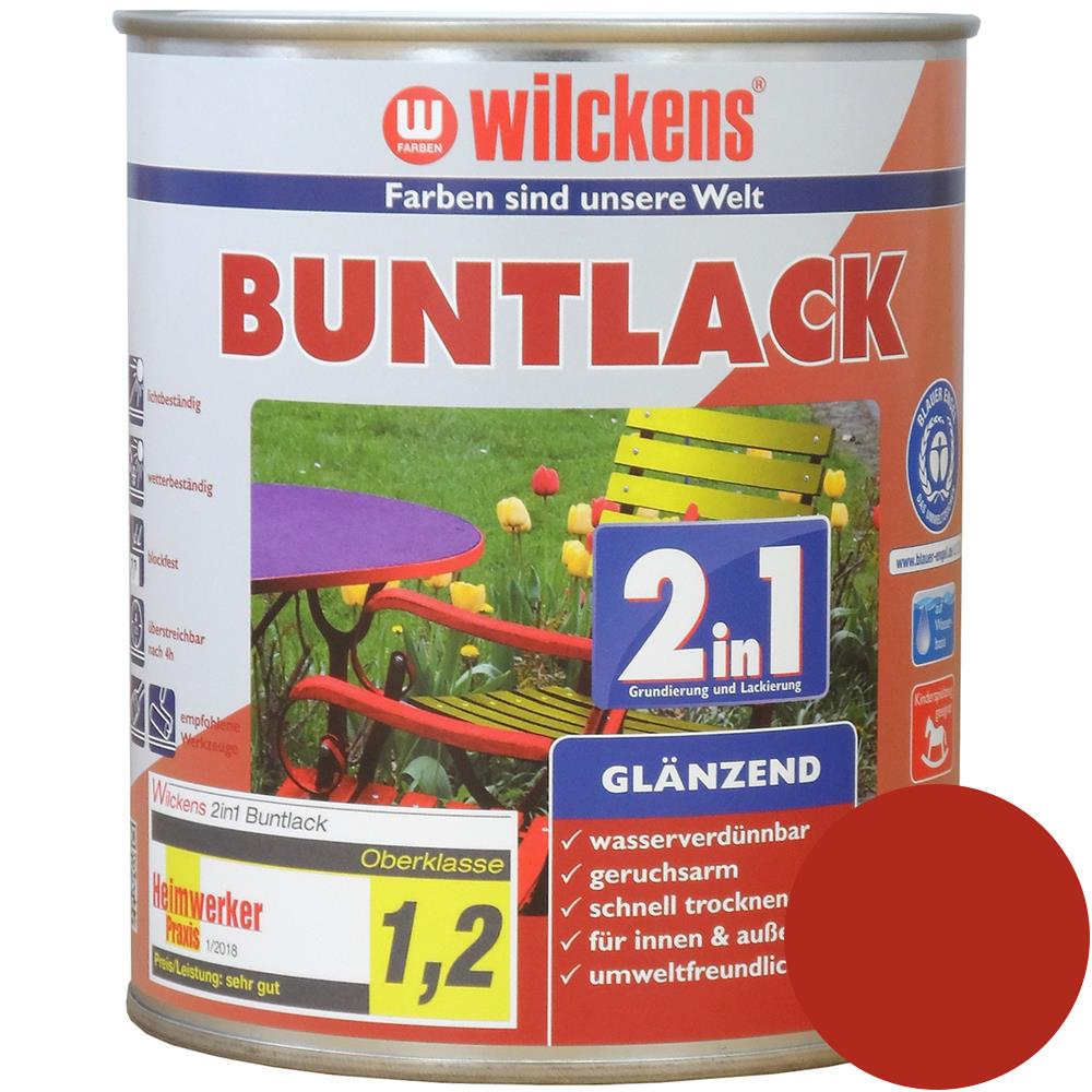 Wilckens Buntlack 2in1 glänzend, Feuerrot (RAL 3000), 750 ml