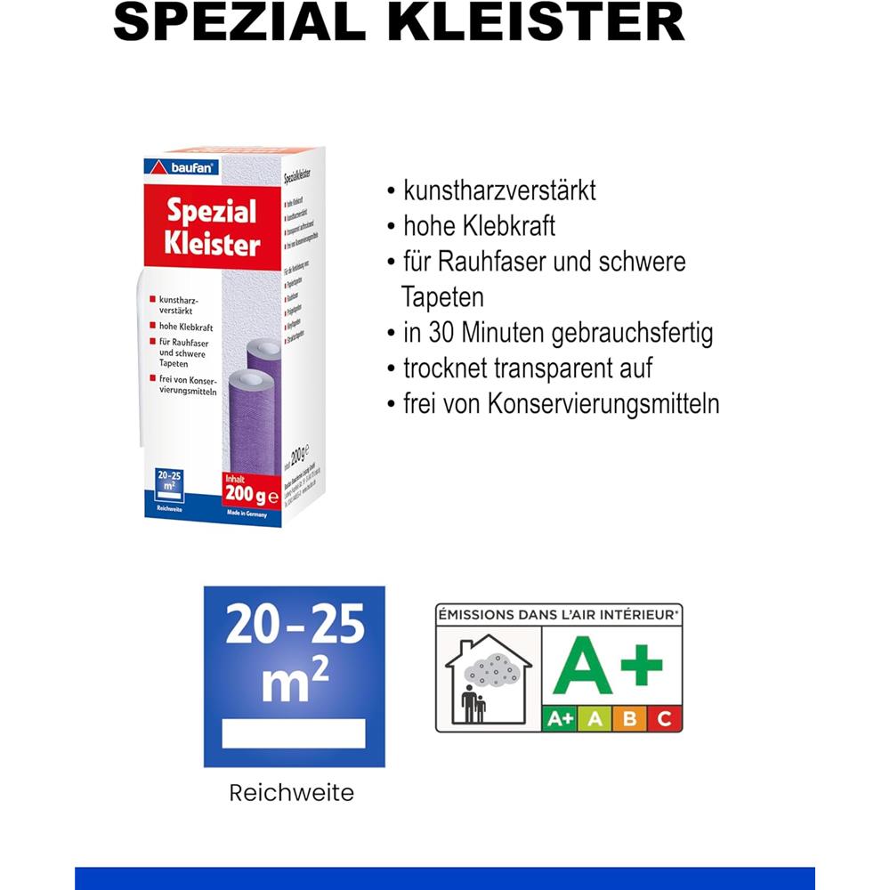 baufan Spezialkleister 200g Tapetenkleister mit hoher Klebkraft Kleister