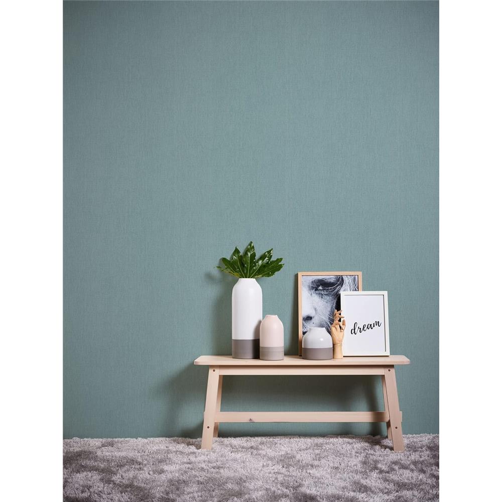 A.S. Création Hygge Skandinavische Tapete Blau Struktur einfarbig Petrol Vliestapete