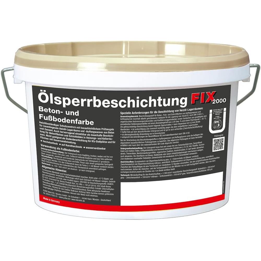 fix 2000 Ölsperrbeschichtung grau 2,5 l Schutzanstrich Betonfarbe Fußbodenfarbe
