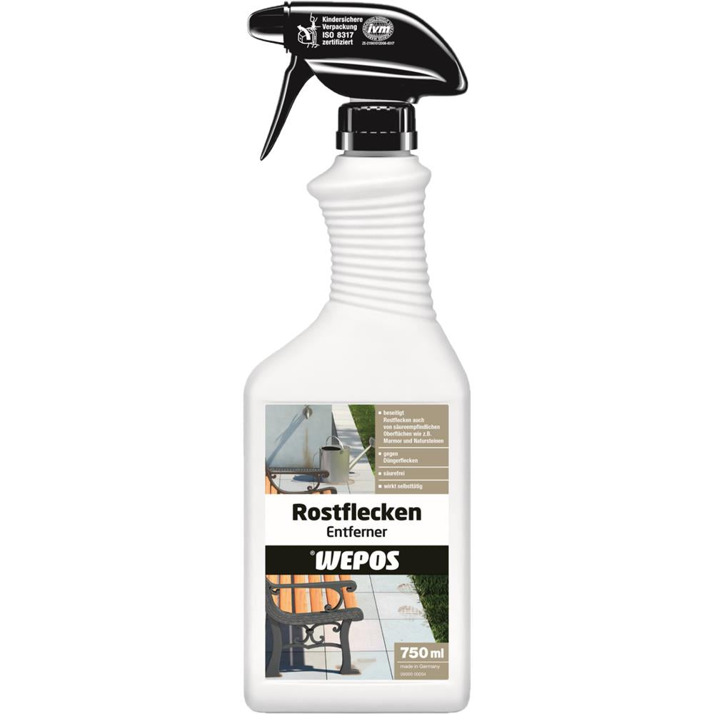 Wepos Rostflecken Entferner 750 ml - Säurefreier Rostentferner für Stein