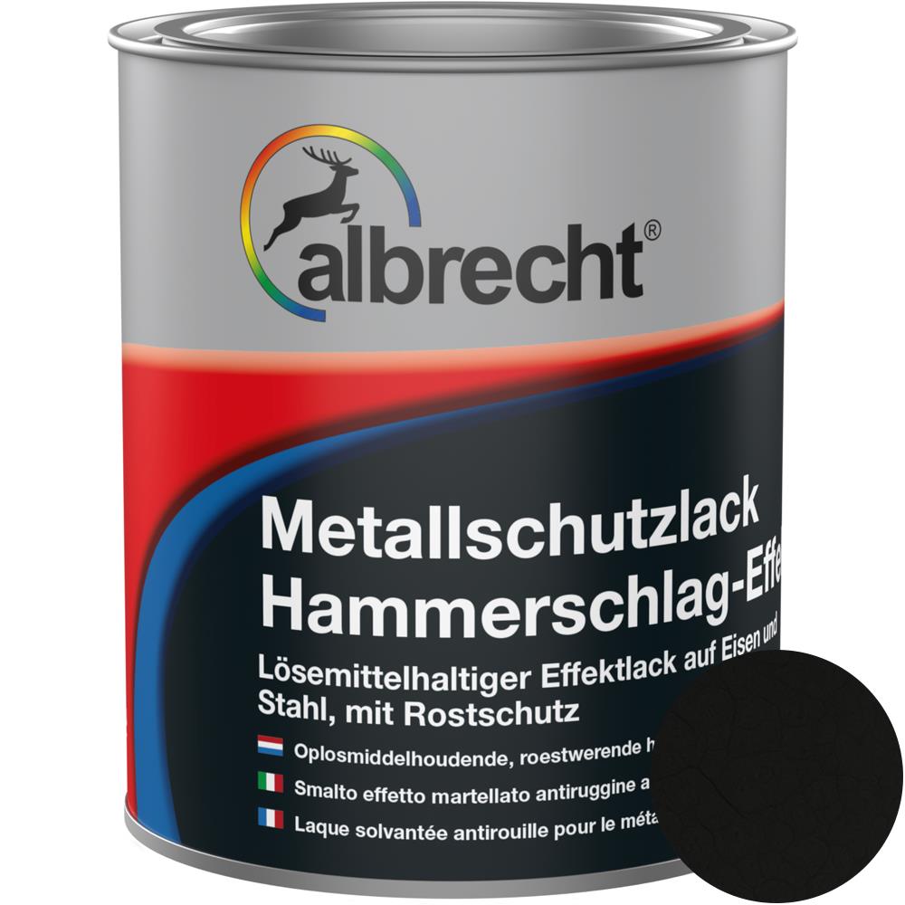 Albrecht Metalllack Hammerschlag-Effekt Schwarz Rostschutz Glänzend 750 ml