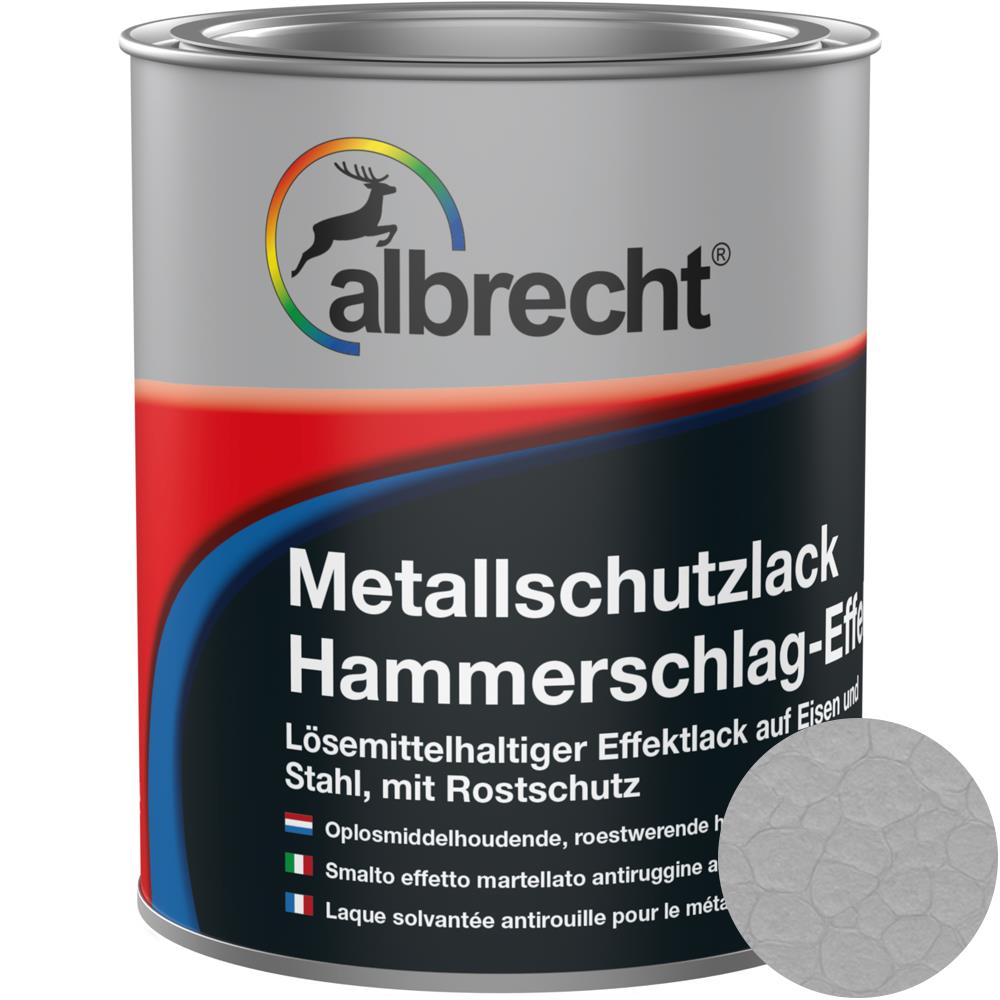 Albrecht Metalllack Hammerschlag-Effekt Aluminium Rostschutz Glänzend 750 ml