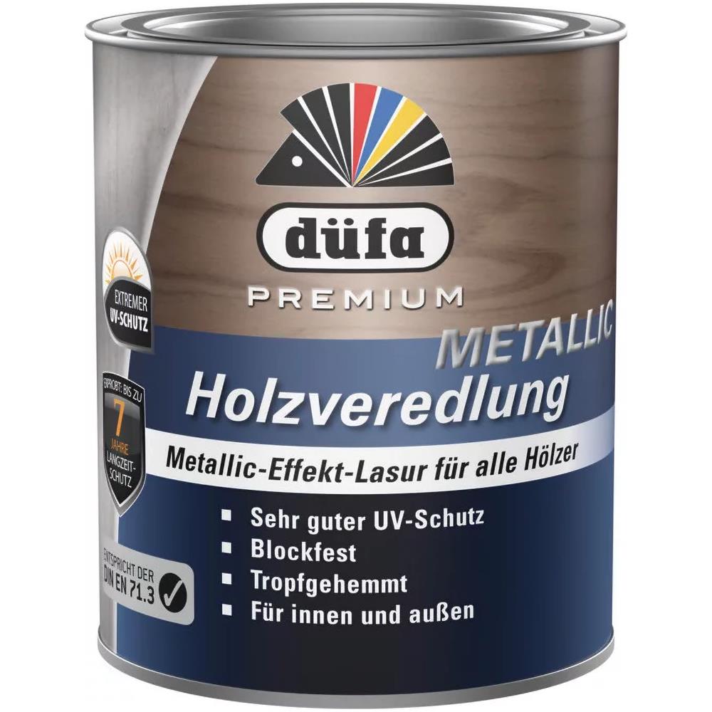 düfa Premium Holzveredlung Plus Metallic Effekt TITAN 750 ml Lasur mit hohem UV Schutz