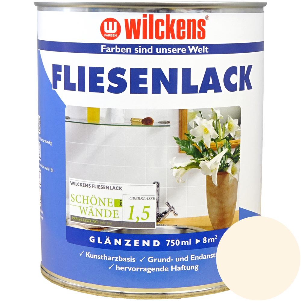 Wilckens Fliesenlack glänzend, Cremeweiß (RAL 9001), 750 ml