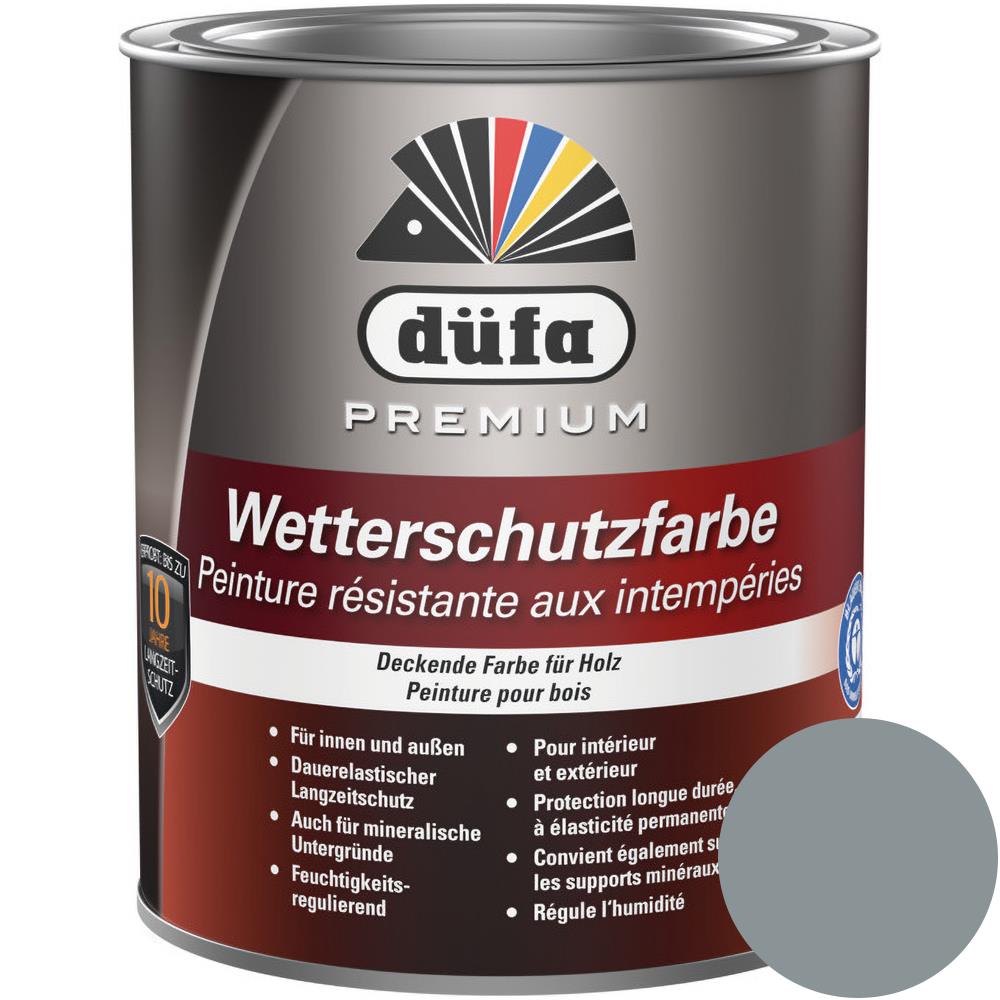 Düfa Premium Wetterschutzfarbe SILBERGRAU 750 ml Holzfarbe Dauerschutzfarbe Holzlack