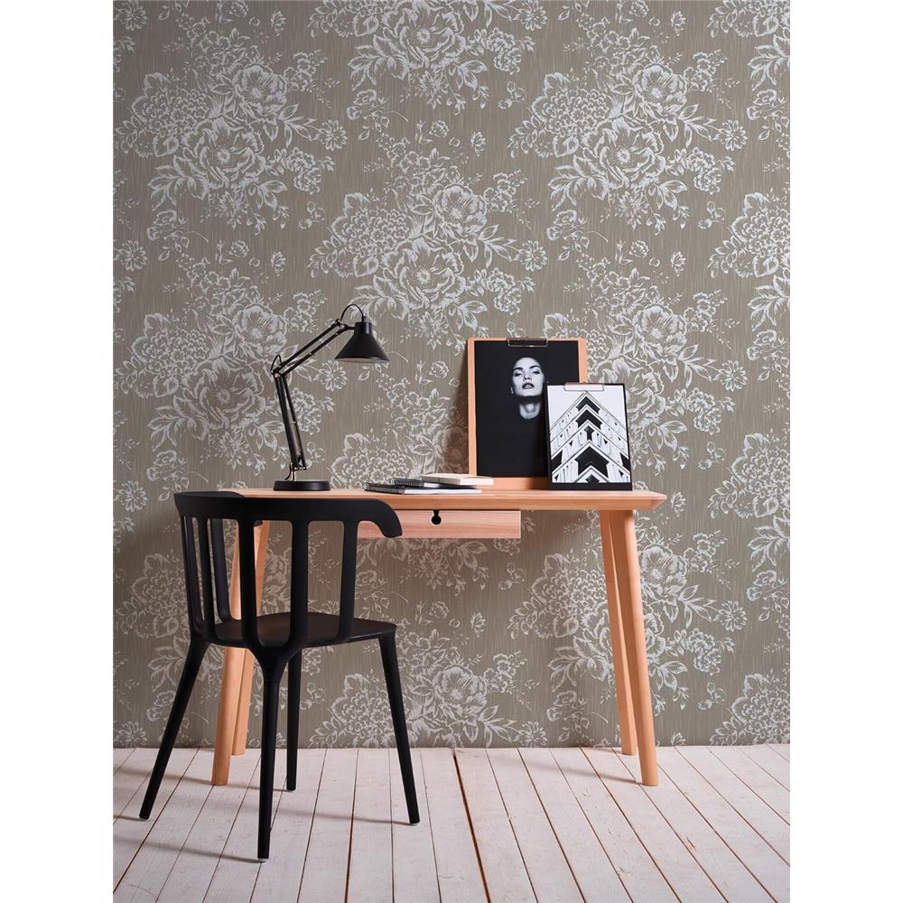 Architects Paper Textiltapete Mustertapete Metallic Silk Floral Braun