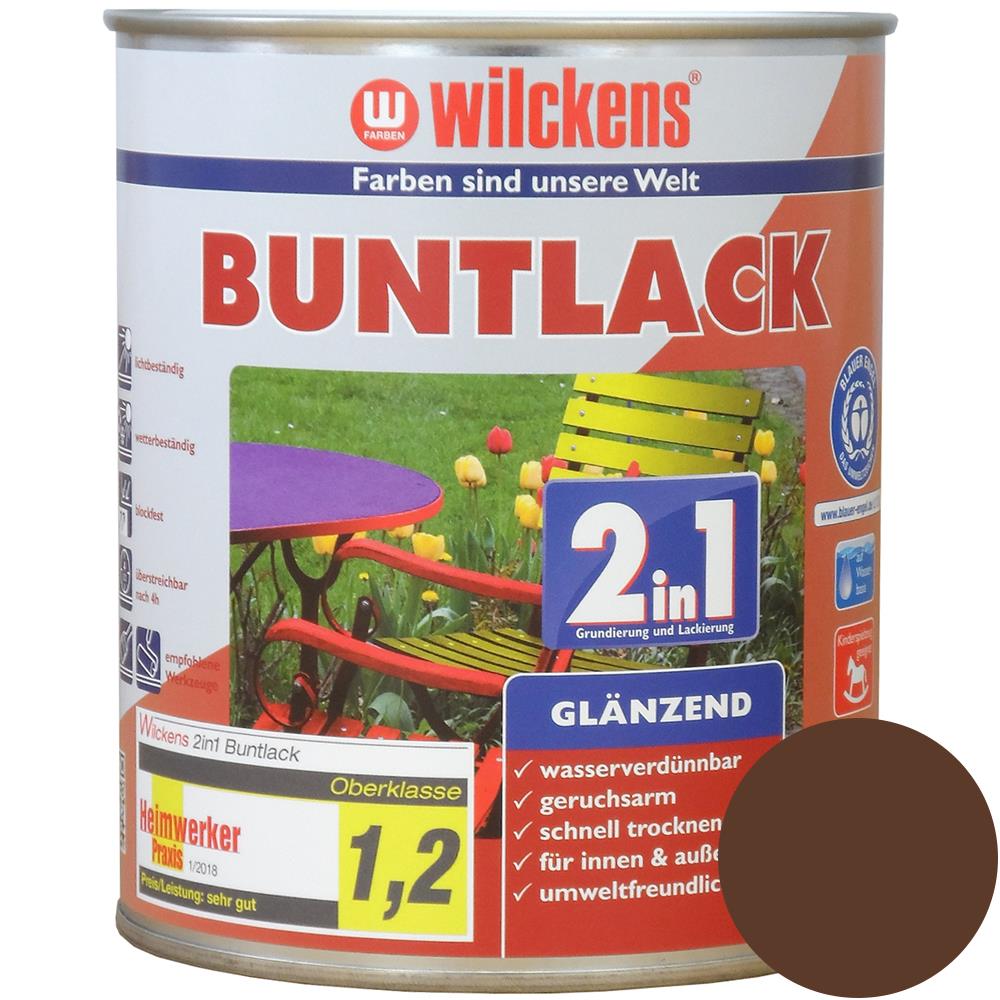 Wilckens Buntlack 2in1 glänzend, Nussbraun (RAL 8011), 750 ml