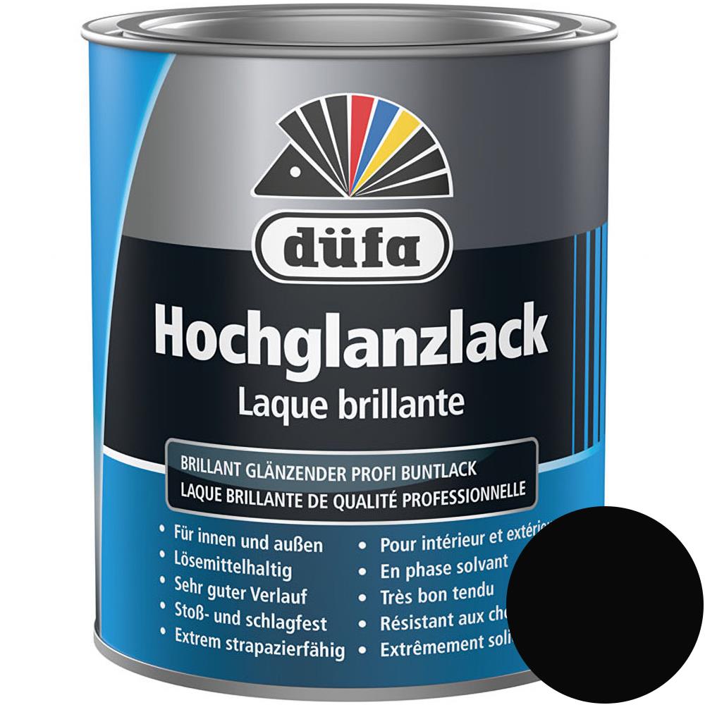Düfa Hochglanzlack RAL 9005 Tiefschwarz 750 ml schwarz hochglänzend Lack