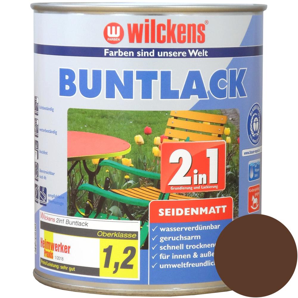 Wilckens Buntlack 2in1 seidenmatt, Nussbraun (RAL 8011), 750 ml
