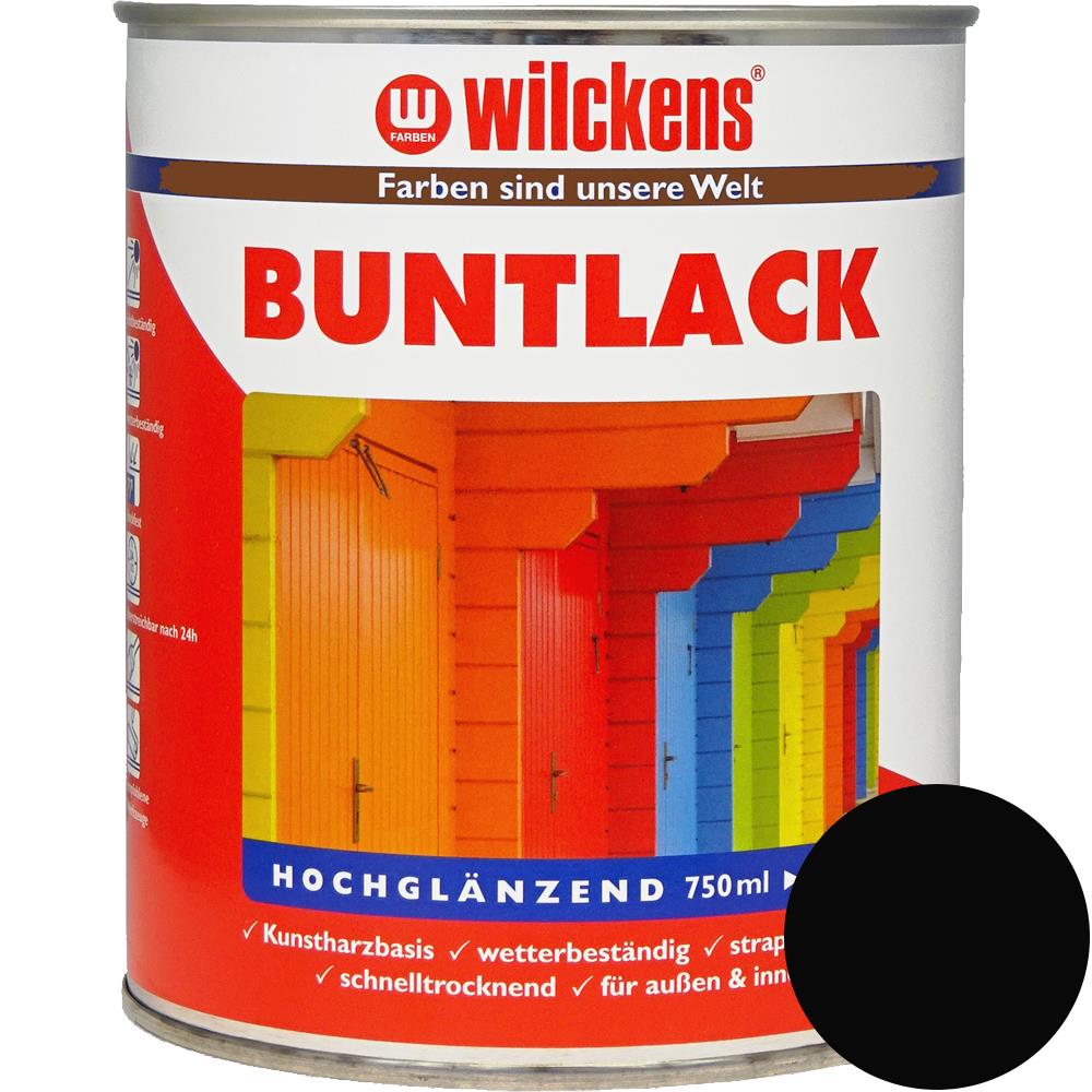 Wilckens Buntlack hochglänzend, Tiefschwarz (RAL 9005), 750 ml