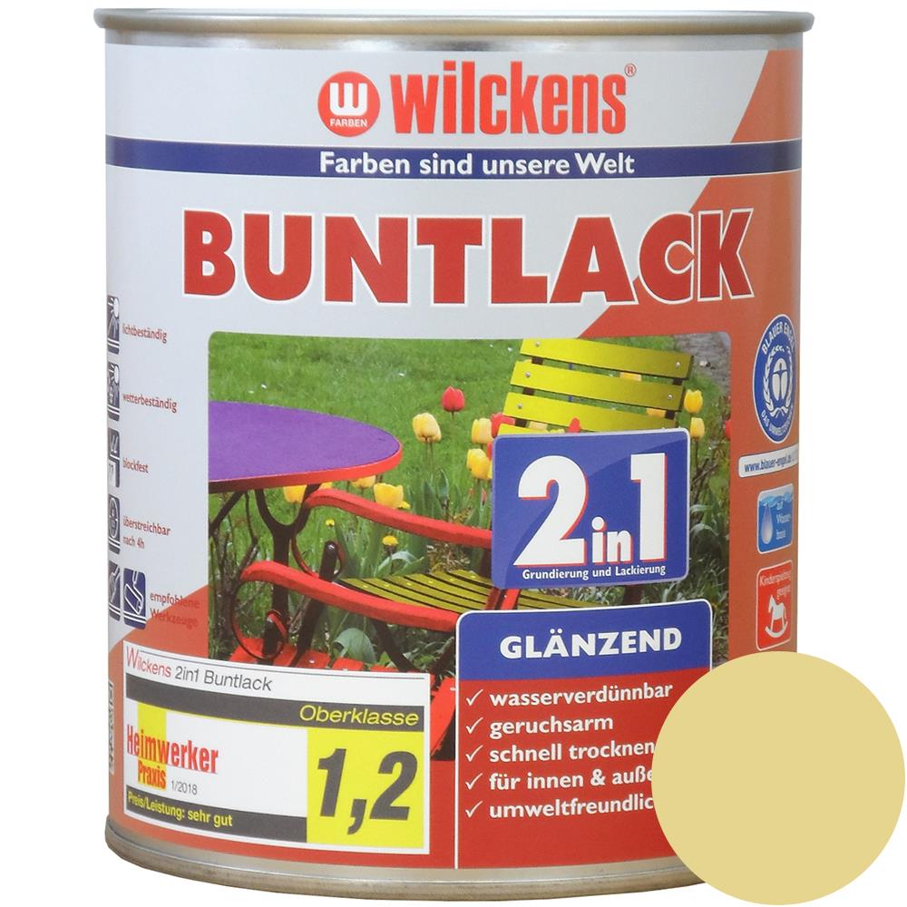 Wilckens Buntlack 2in1 glänzend, Hellelfenbein (RAL 1015), 750 ml
