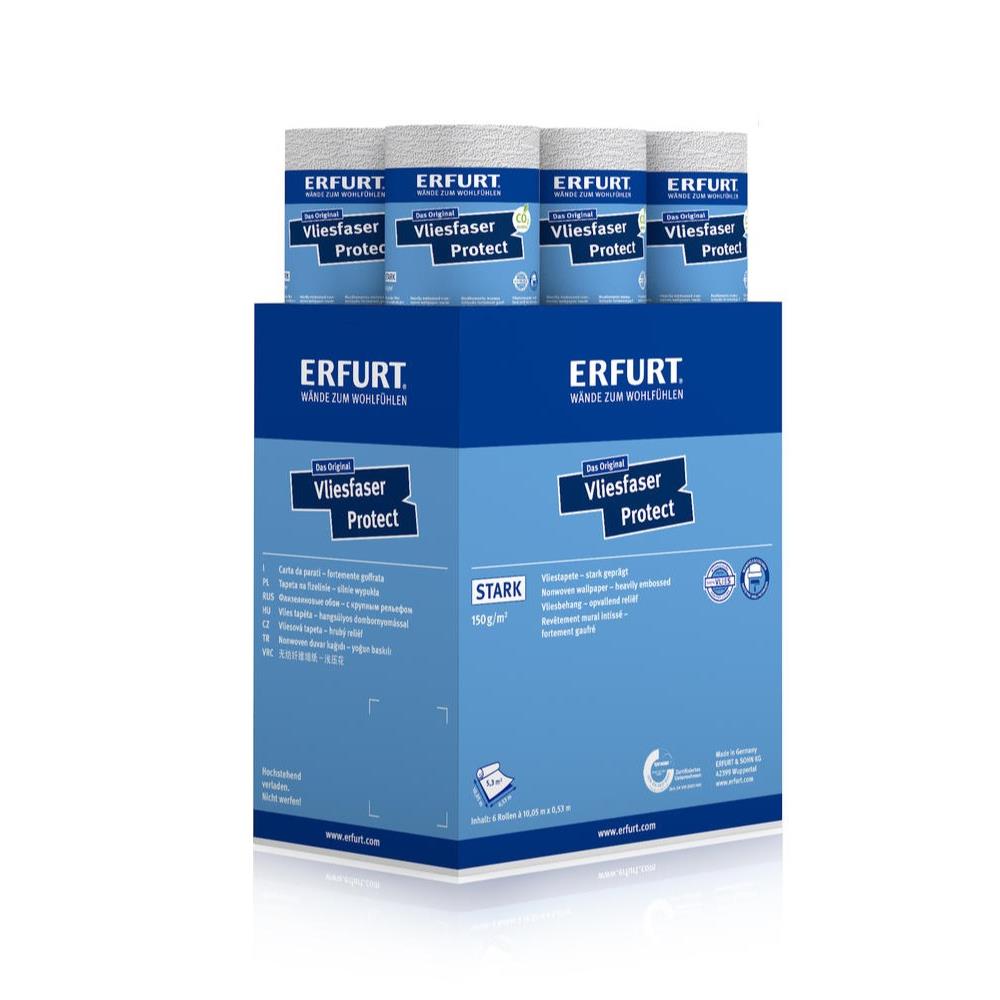 6 Rollen ERFURT VLIESFASER PROTECT 202 Vliestapete 10,05 x 0,53m weiß