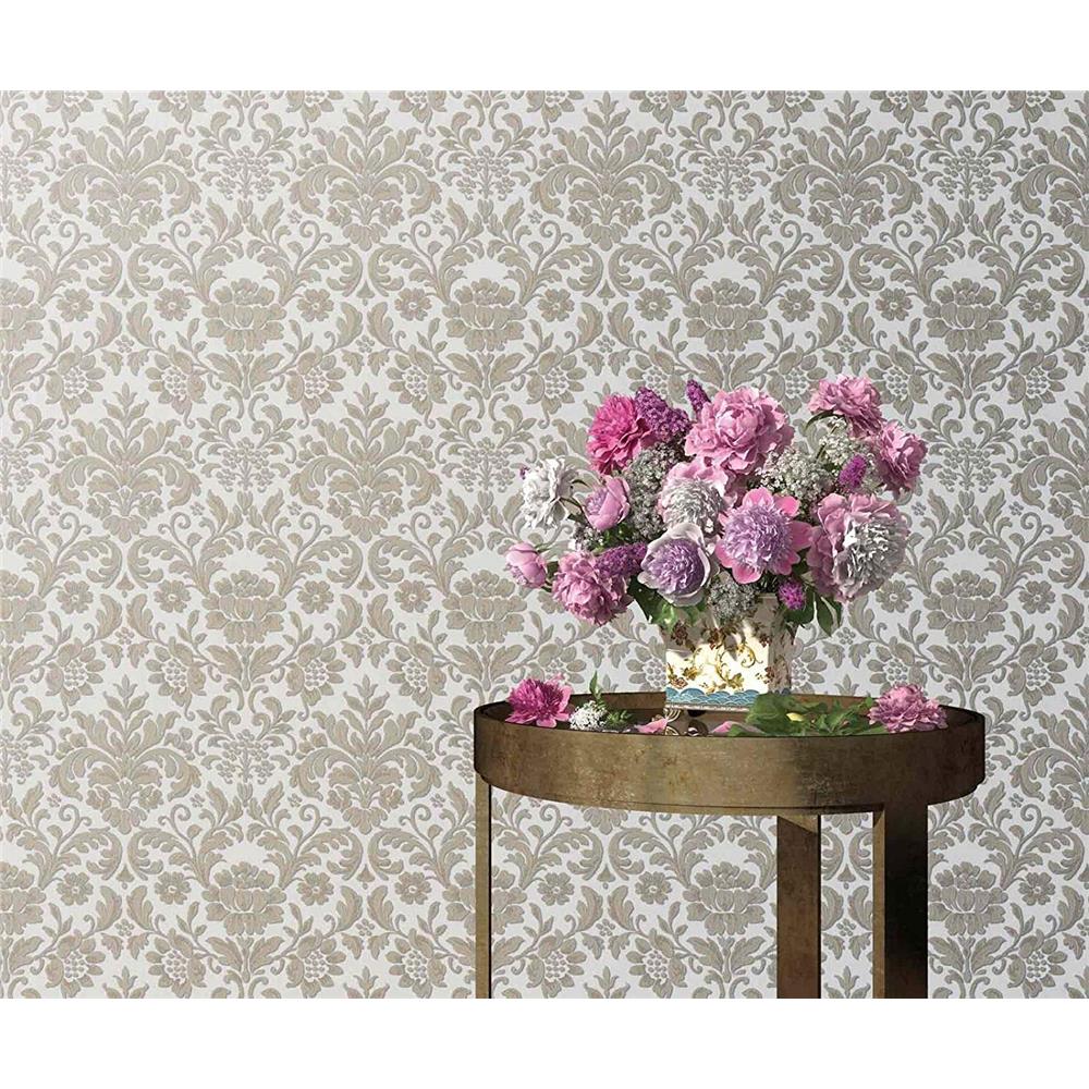 Erismann Vliestapete "Palais Royal" Grau, Braun, Barock Design auf Textiloptik