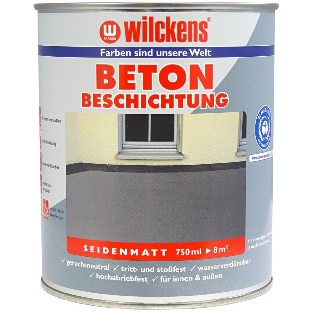 Wilckens Betonbeschichtung LF seidenmatt, Silbergrau (RAL 7001), 750 ml