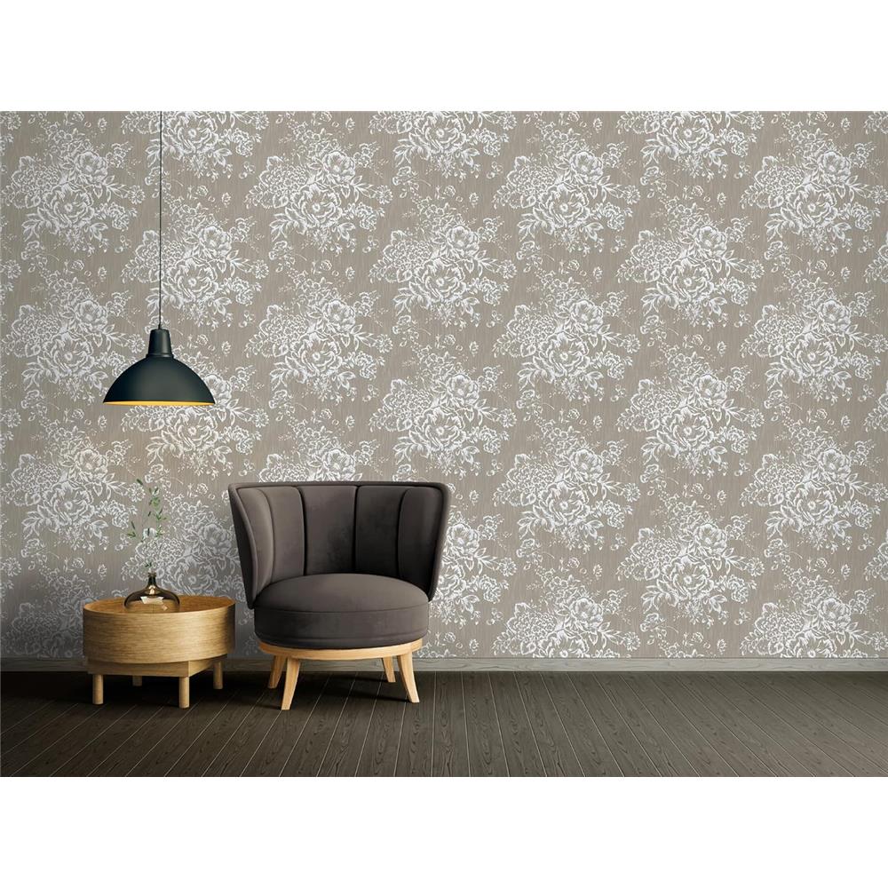 Architects Paper Textiltapete Mustertapete Metallic Silk Floral Braun