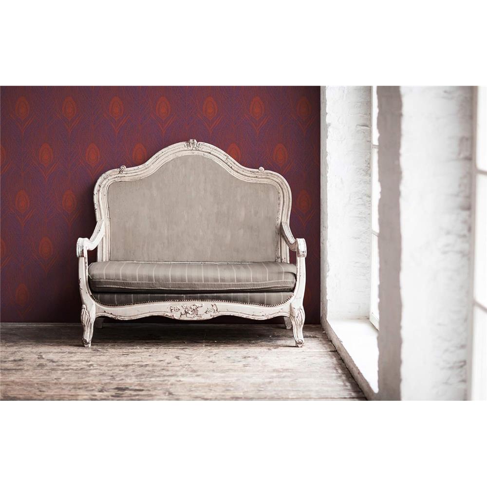 Architects Paper Vliestapete Mustertapete Absolutely Chic Pfauenfeder Rot Lila