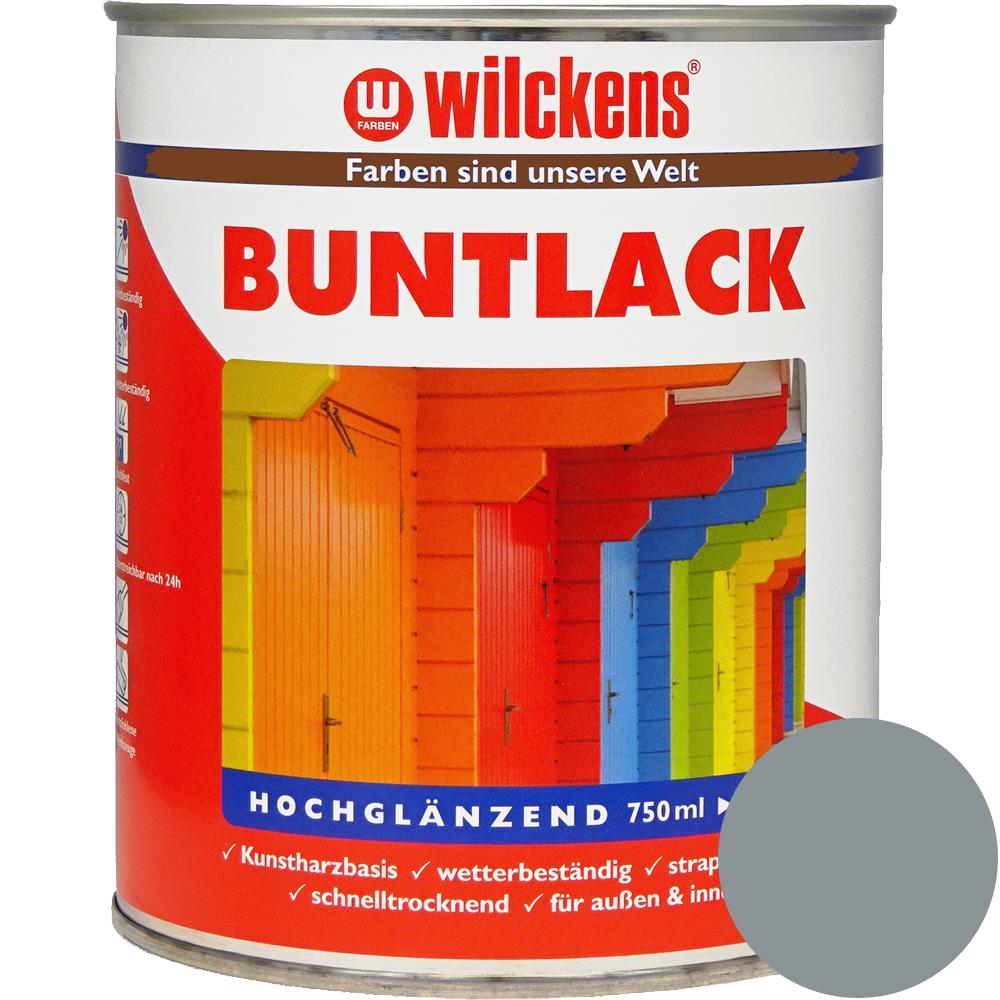 Wilckens Buntlack hochglänzend, Silbergrau (RAL 7001), 750 ml