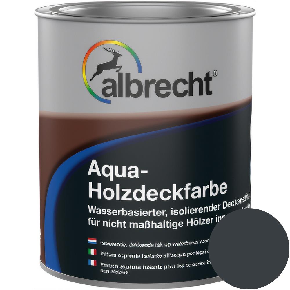 Albrecht Aqua-Holzdeckfarbe Anthrazit 750 ml Holzlack Lack Holzfarbe