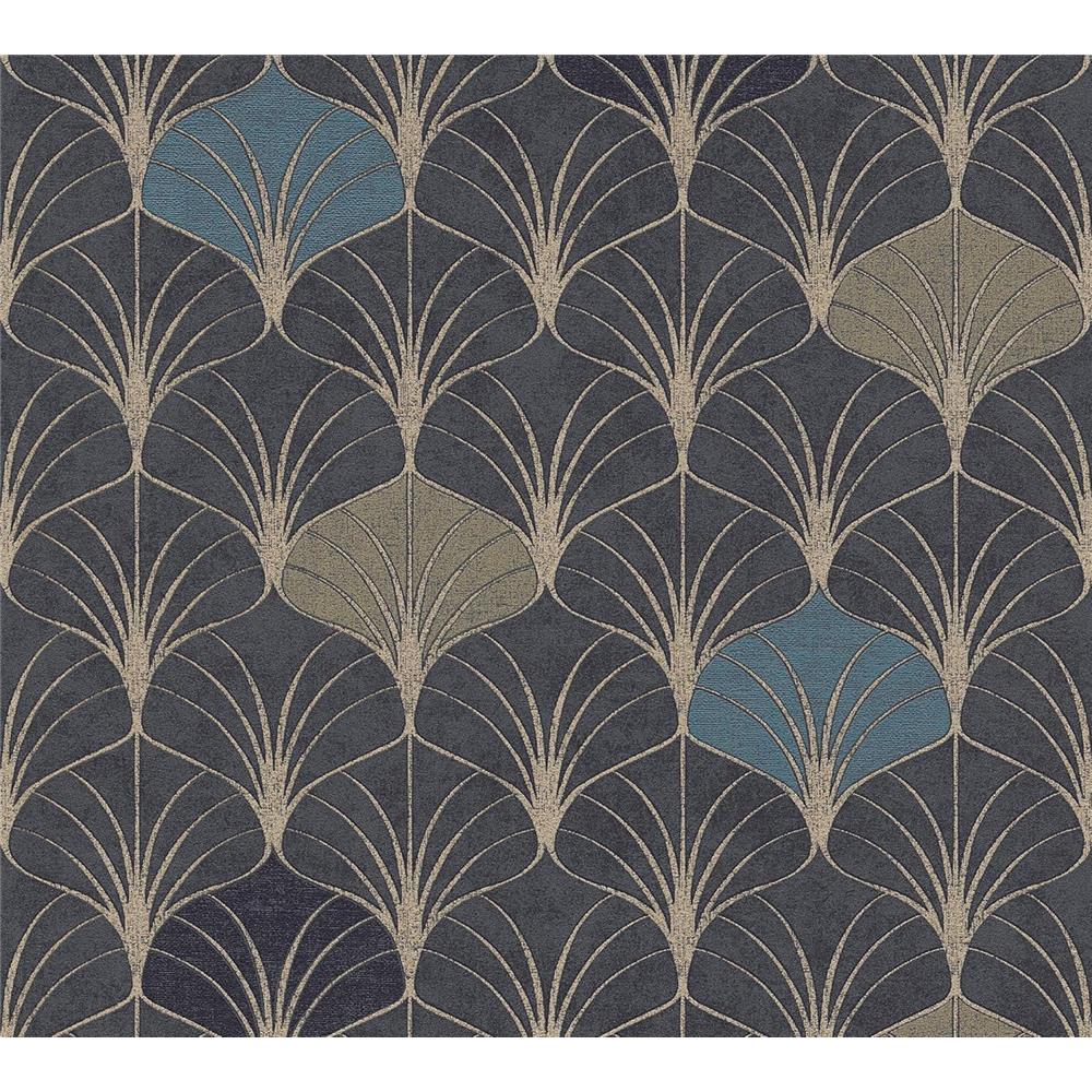 A.S. Création Mustertapete Pop Style grafische Tapete blau schwarz metallic