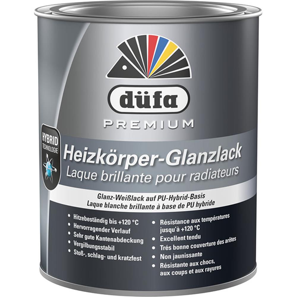 Düfa PREMIUM Heizkörperlack glänzend weiß 750 ml Oberflächenlack für Heizkörper Lack
