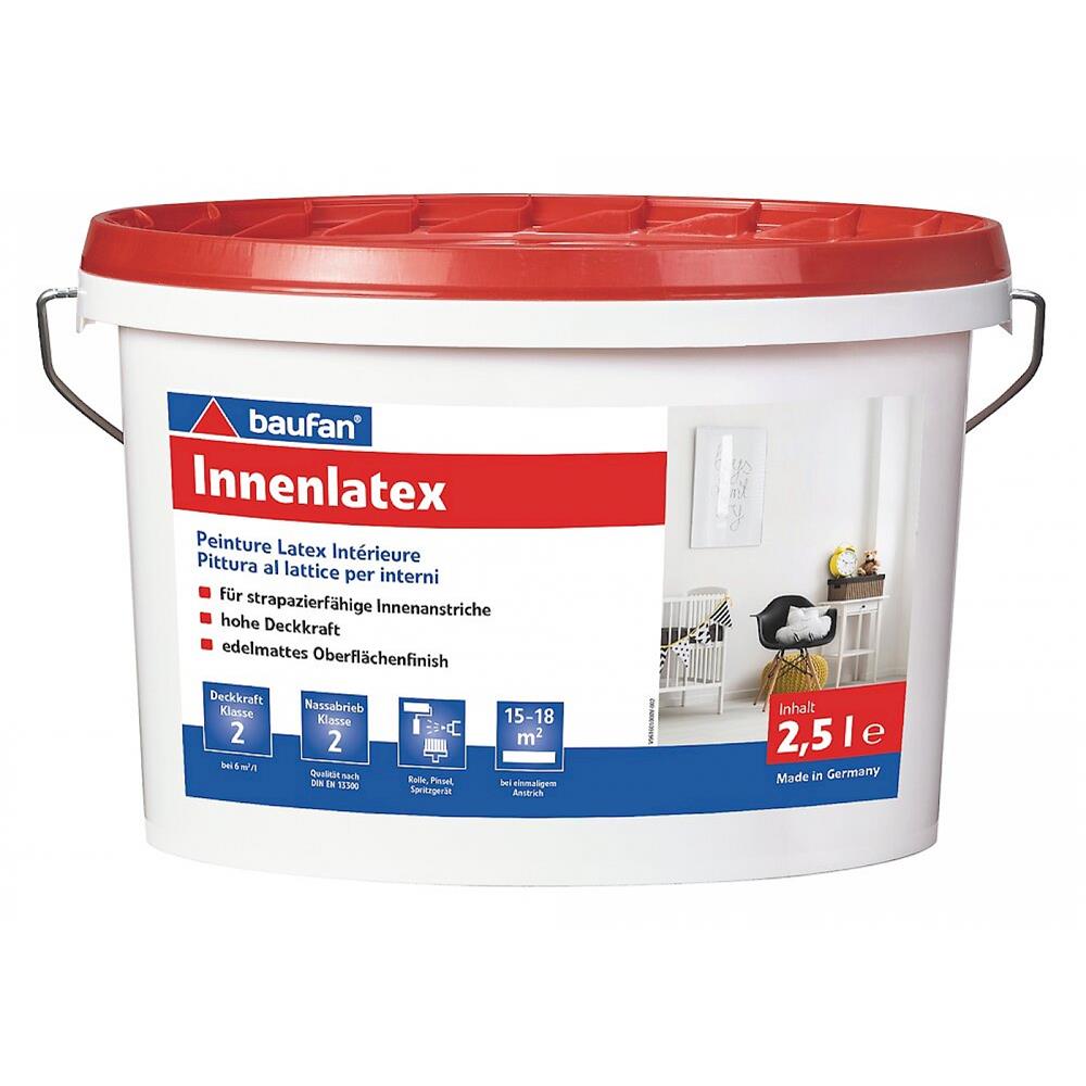 baufan Innenlatex 2,5 l matt weiß Innenanstrich Latexfarbe Dispersionsfarbe