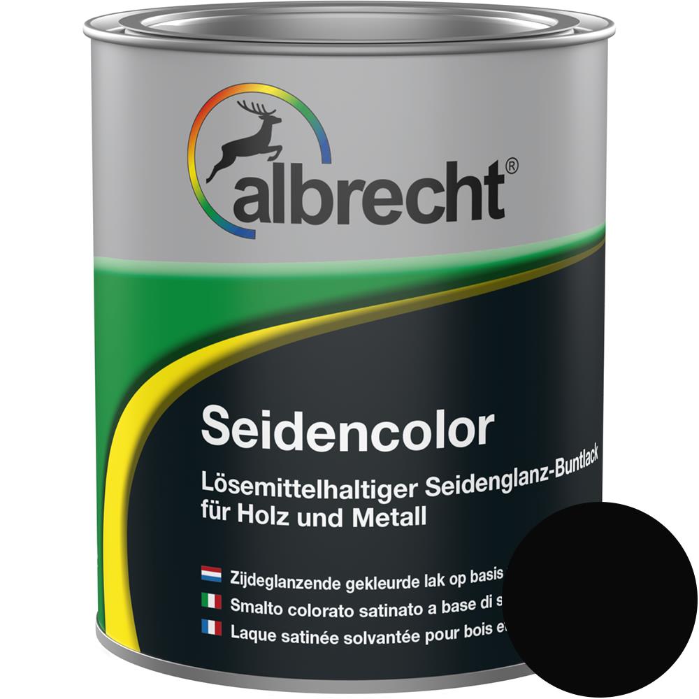 Albrecht Seidencolor Glanzlack Seidenglänzend Lack Buntlack Schwarz 750 ml