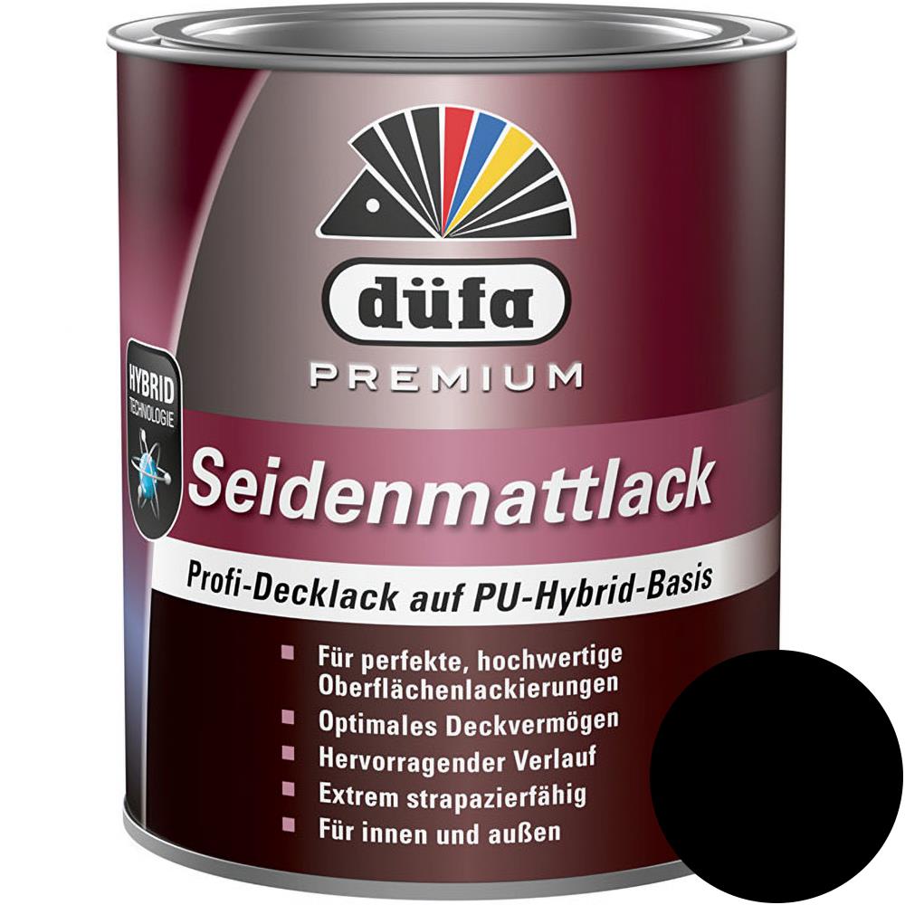 düfa Premium Seidenmattlack BLACK 750 ml Schwarz Lack matt