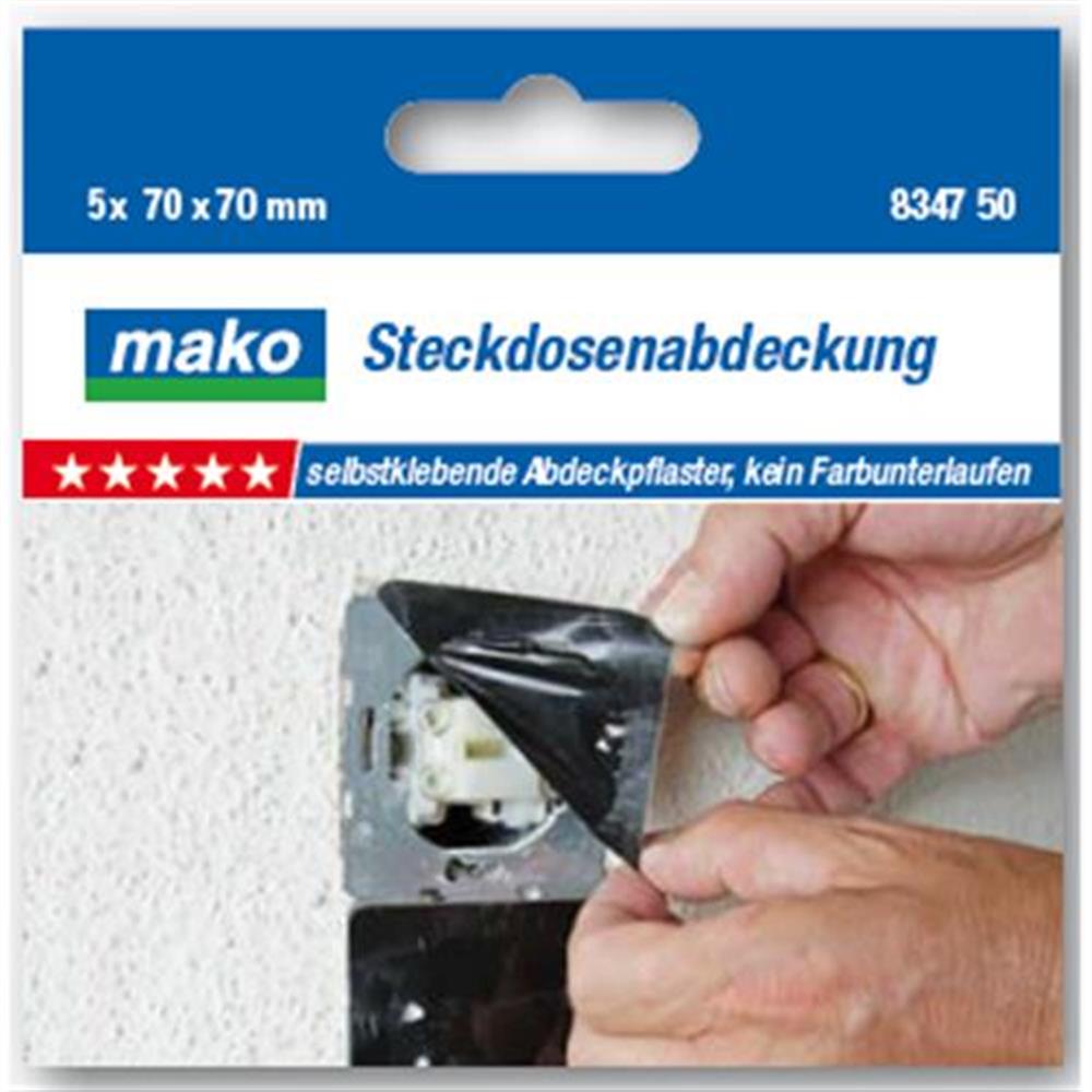 mako Steckdosenabdeckung 5 Abdeckpflaster selbstklebend 70 x 70 mm