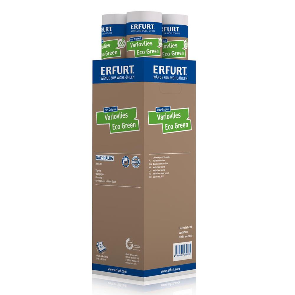 4 Rollen ERFURT Vliestapete Variovlies Eco Green, 20 x 0,75 m, Vlies, Weiß