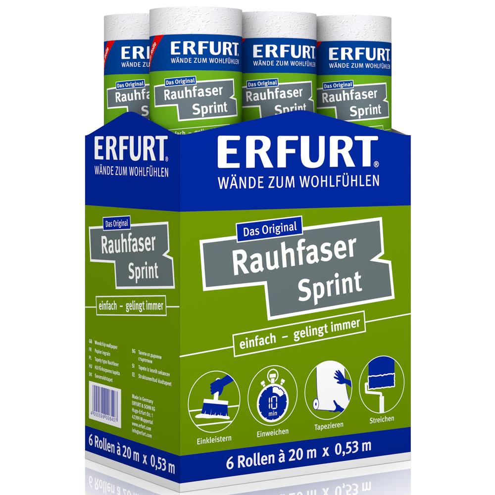 ERFURT Rauhfasertapete SPRINT, 20 m x 0,53 m - 6 Rollen
