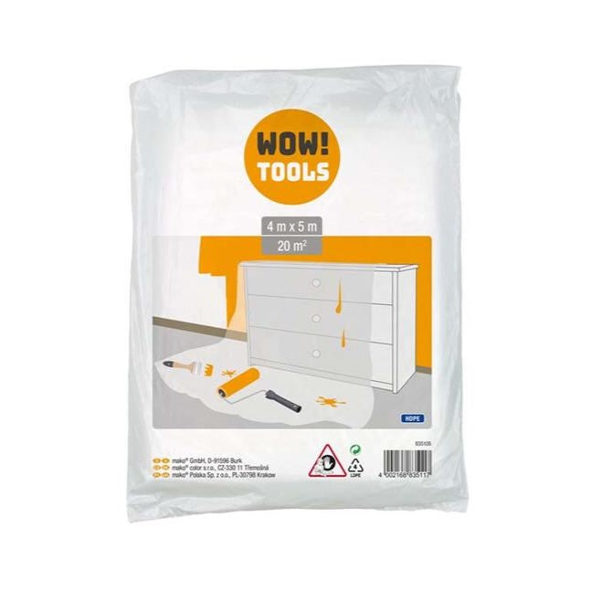 WOW!TOOLS Abdeckfolie 4 x 5 m, Allzweckplane Malerplane Abdeckplane