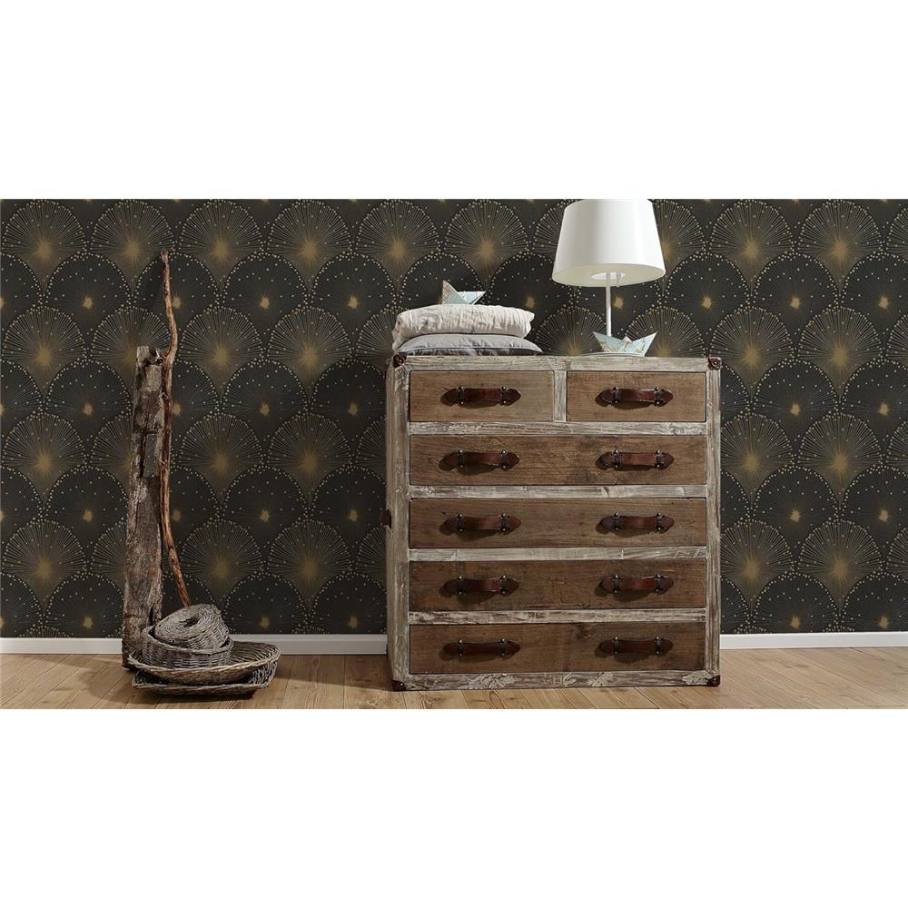 A.S. Création Vliestapete Tapete metallic gold schwarz Mustertapete